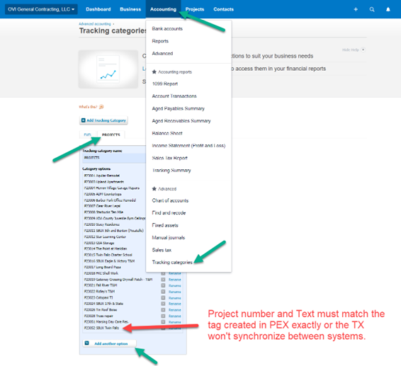 Add Project to Xero